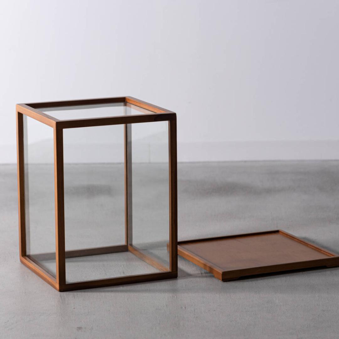 モダン ショーケース ガラス 無垢材 展示ケース ディスプレイ 収納家具 陳列棚