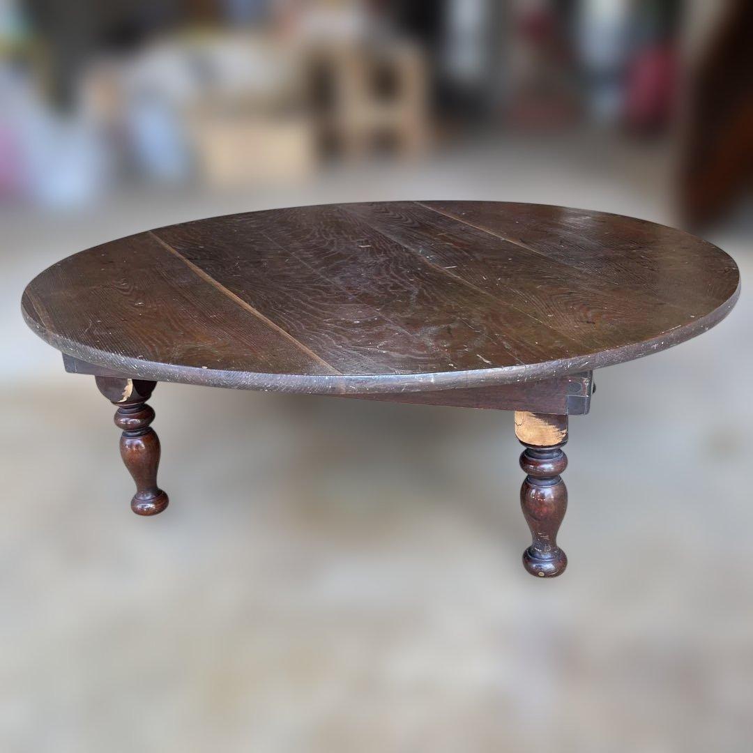 レトロ　円形木製テーブル ちゃぶ台