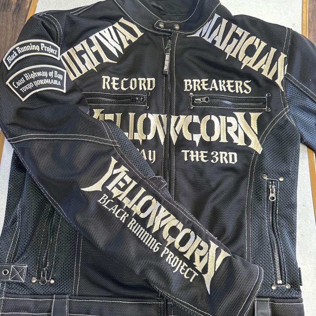 【良品】イエローコーン　YeLLOW CORN　メッシュジャケット LL 黒刺繍