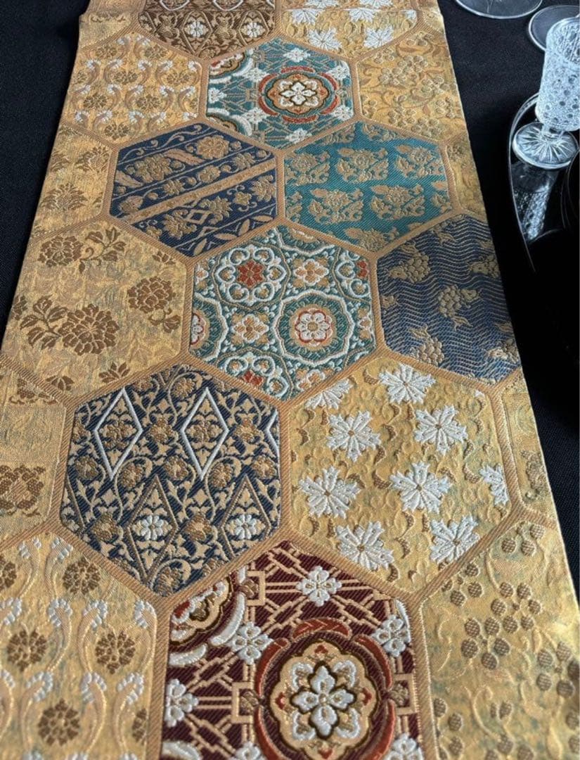 ◼︎C1078◼︎オーダー品 高級袋帯 正絹 亀甲 華文 (〜約270cm)