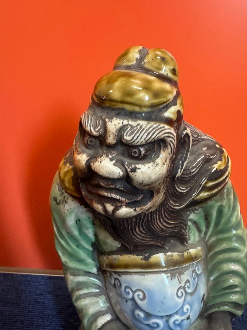 1890  時代物 人物 鍾馗 小鬼 怪獸 古美術 置物