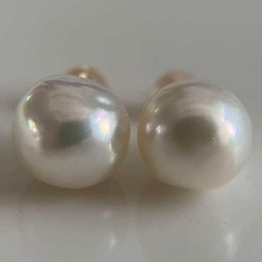 宇和島産 あこや本真珠 越物 バロックパール ピアス K18製　イエローゴールド