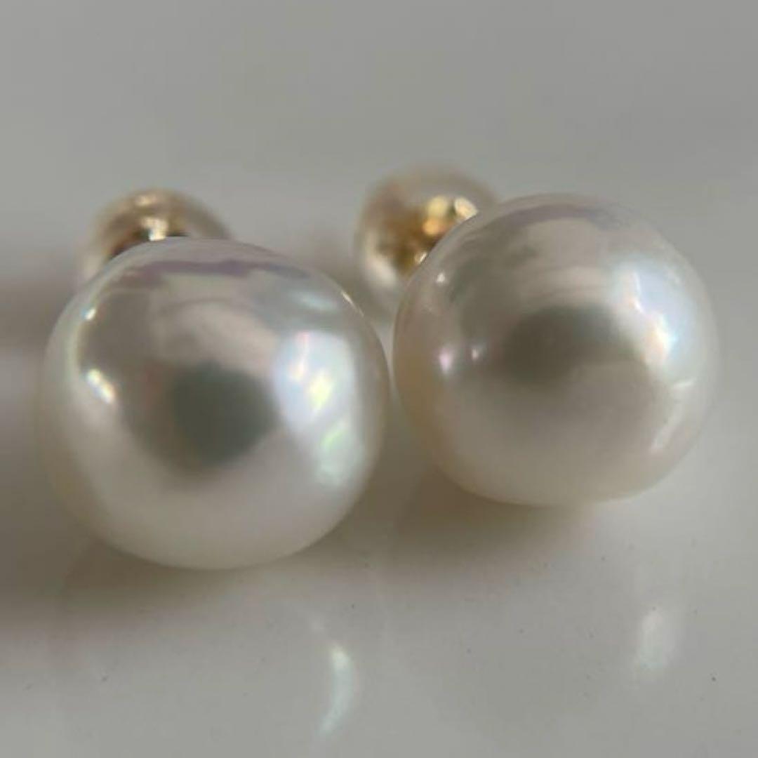 宇和島産 あこや本真珠 越物 バロックパール ピアス K18製　イエローゴールド