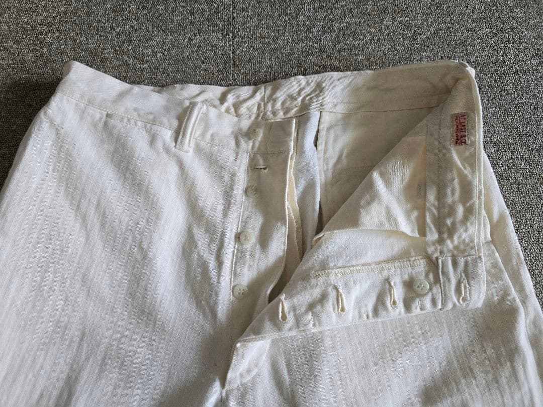 アットラスト ヘリンボーントラウザー36 ブッチャープロダクツ ズボン ホワイト