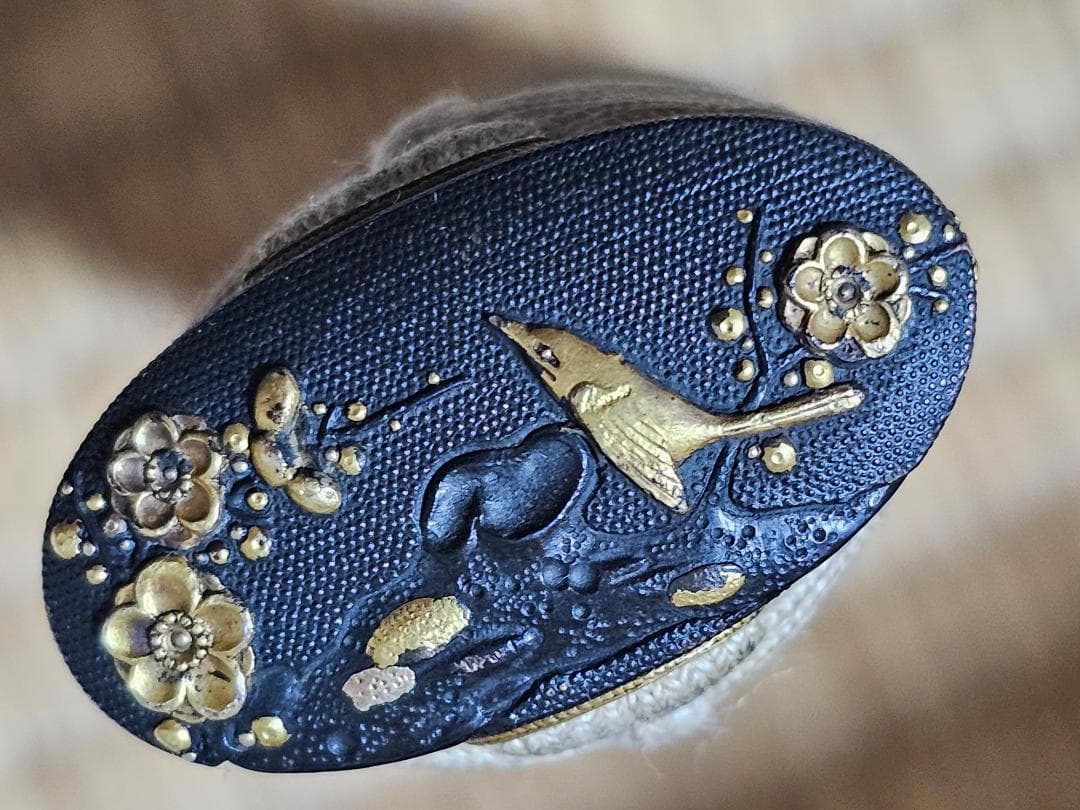 コ*ー様 追加写真あり 江戸時代 短刀の束と笄と鞘 小束 小刀 梅に鶯