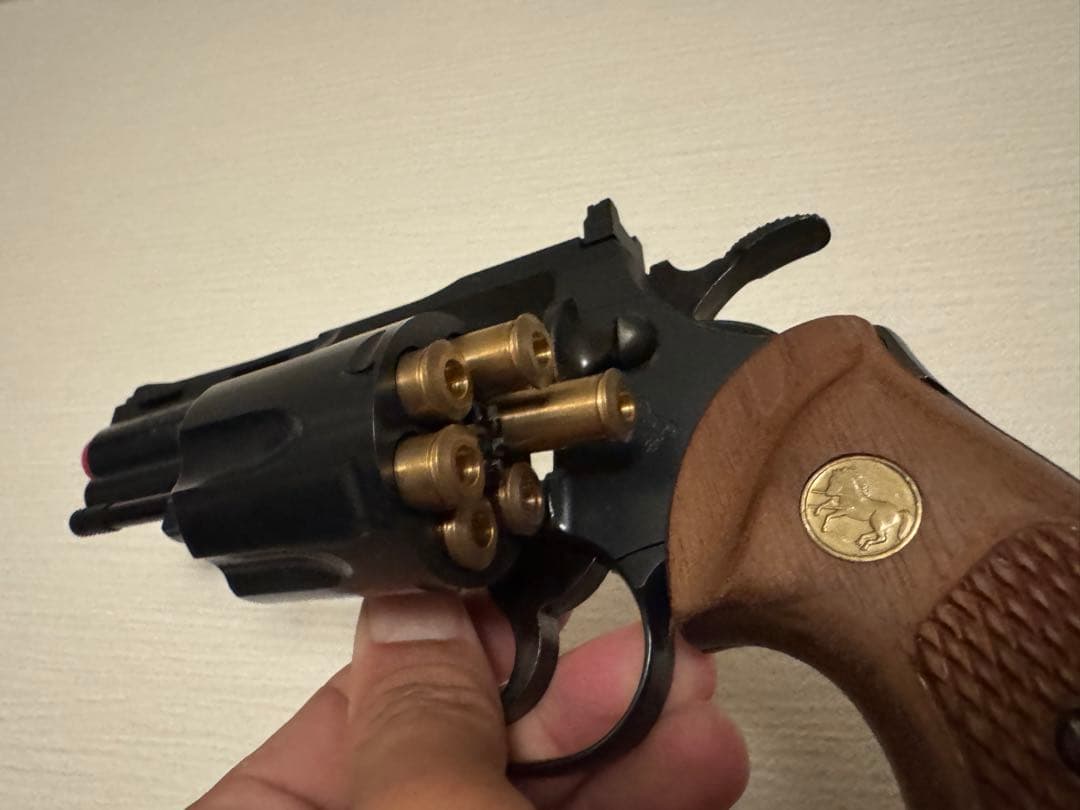 つばき 希少木製グリップ付　美品コルトパイソンマルイガスリボルバー