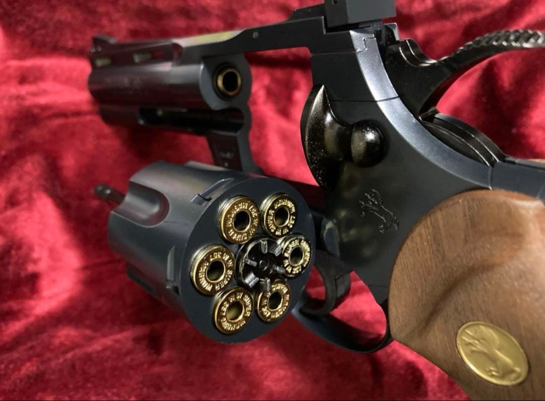 つばき 希少木製グリップ付　美品コルトパイソンマルイガスリボルバー