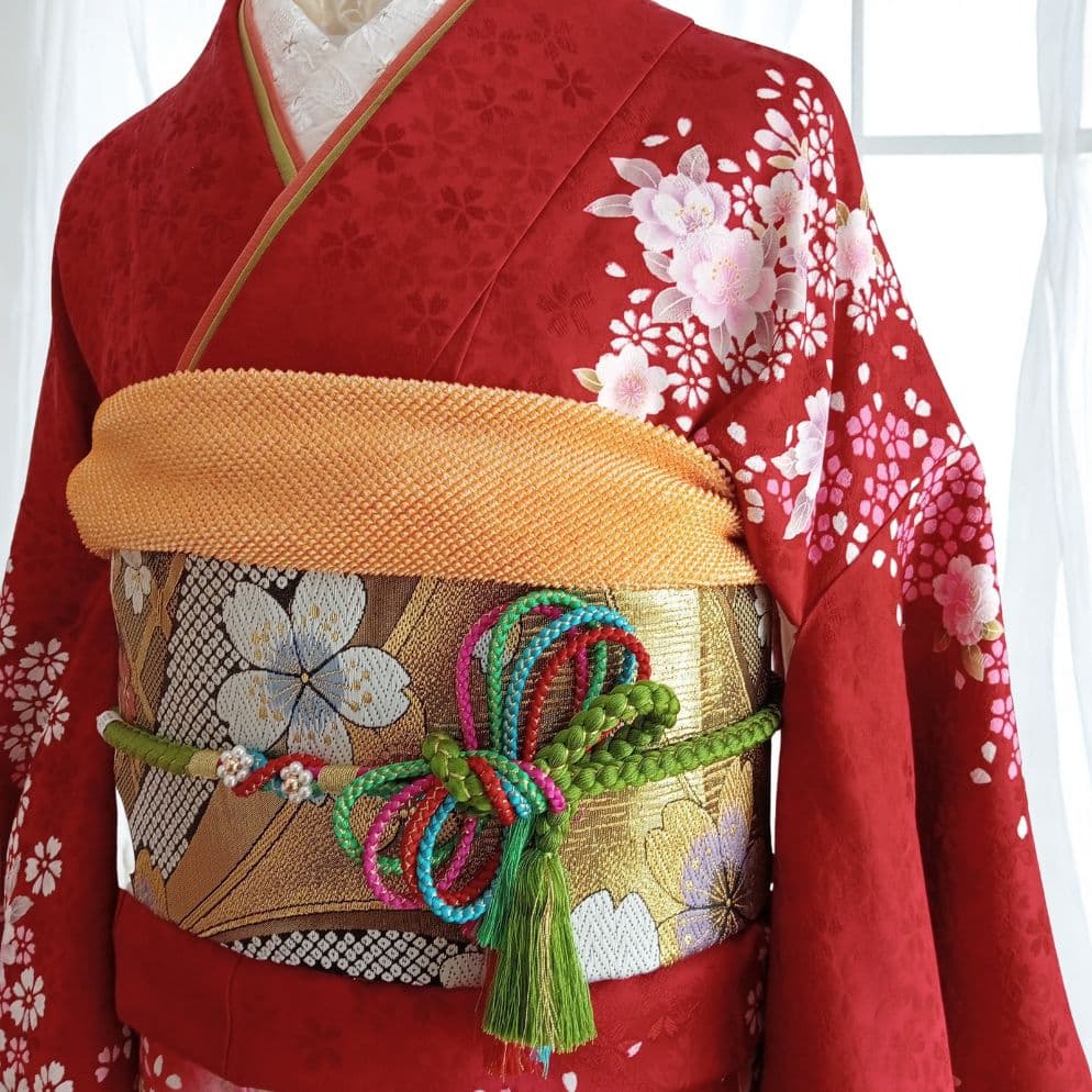 ★新年特価！値下げ★一蔵 正絹赤振袖6点セット｜桜模様入り│成人式・前撮り