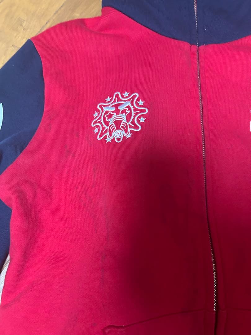 glo gangフード付きパーカー 赤黒