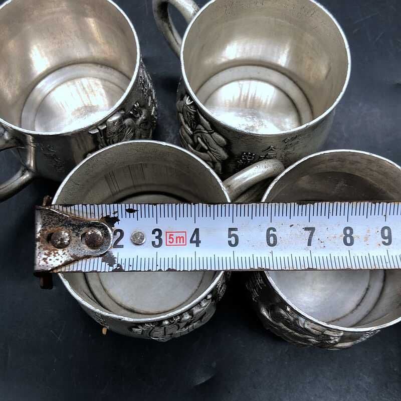 銅 細工 レリーフ八仙杯 ティーカップ 茶道具装飾品 工芸品 美術品 置物