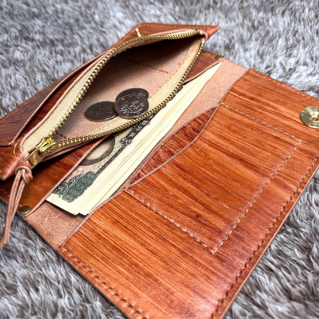 ◎個性重視.スナップロック.柿渋トラッカーウォレット.ロング2層◎