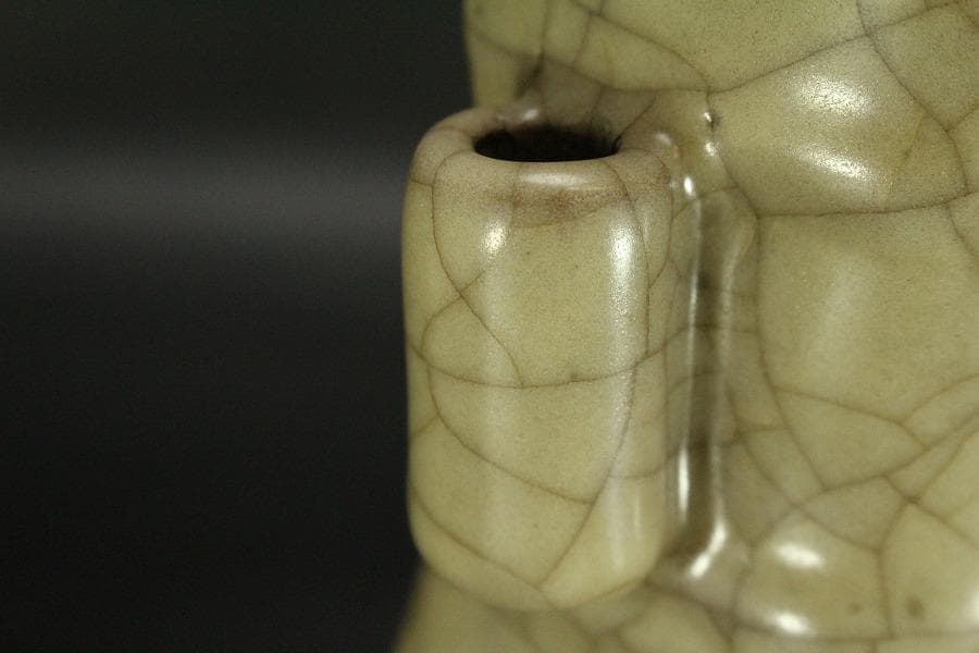 中国美術 哥釉 管耳 瓶 高23.5cm(HA393)