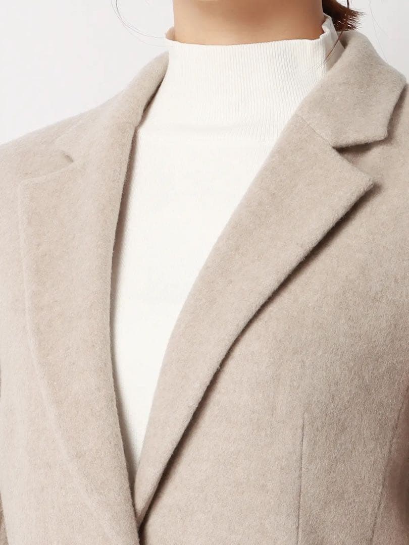 シングルチェスターコート　ベージュ　スーツ　オフィス　ビジネス　ZARA