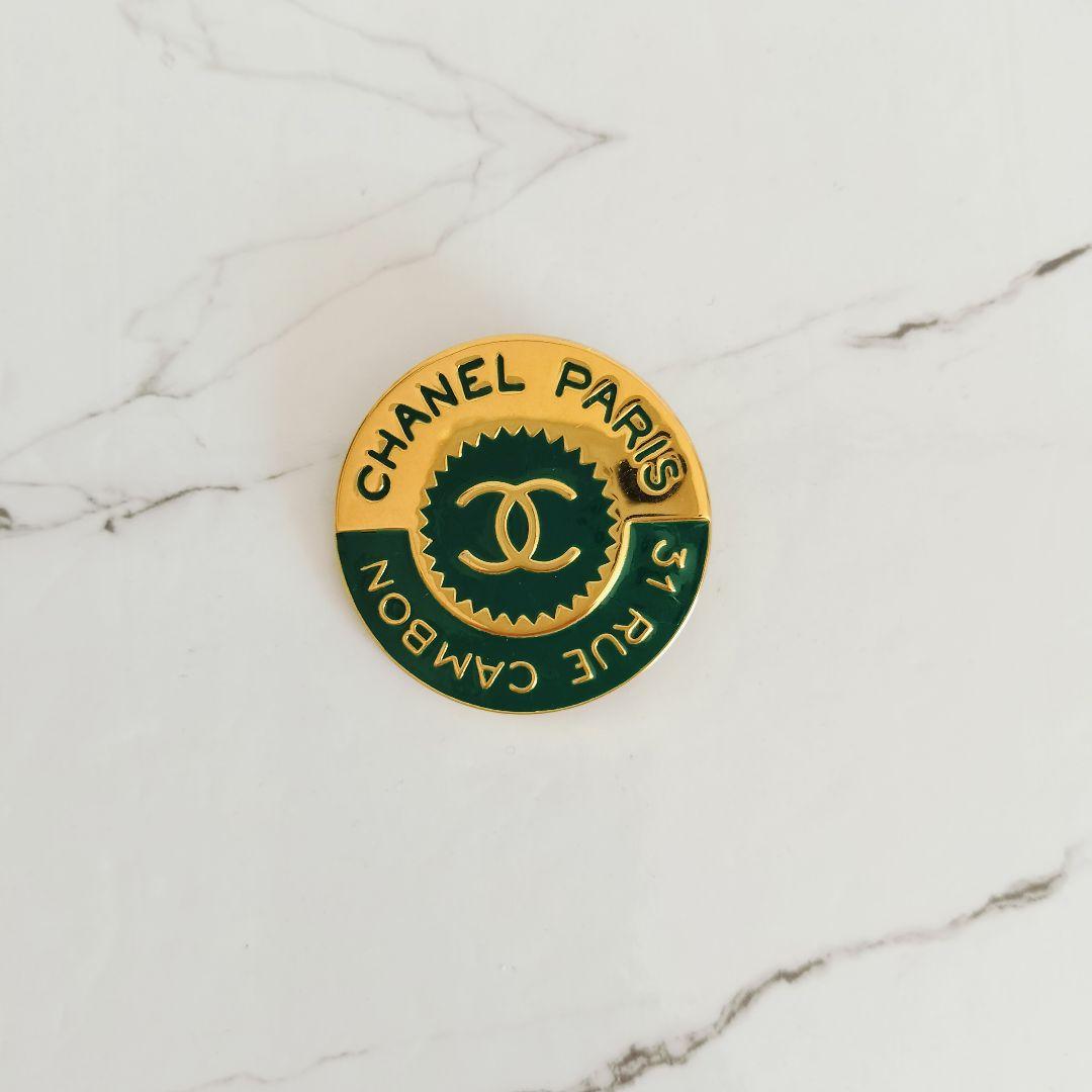 美品☆シャネル☆31RUE CAMBONカンボンブローチ ゴールド×グリーン
