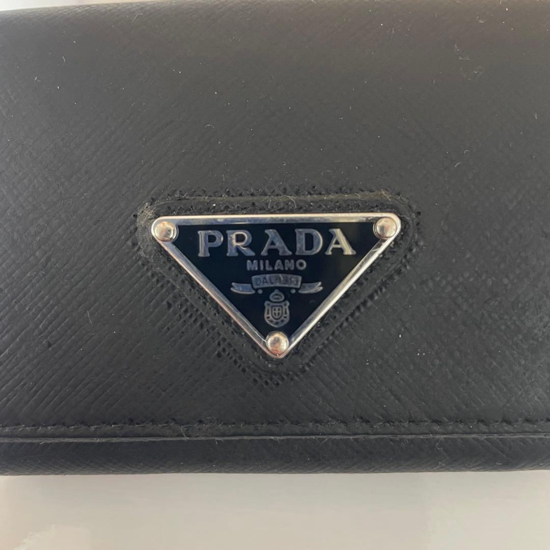 こむぎPRADA サフィアーノ 三つ折り財布 ブラック 正規品