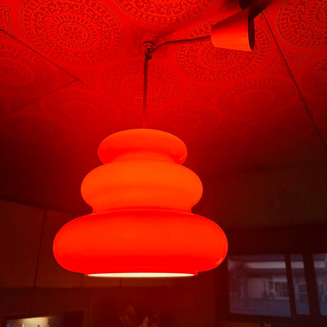 昭和レトロ　ガラス製　ペンダントランプ　天井照明　レトロポップ　　吊り下げ