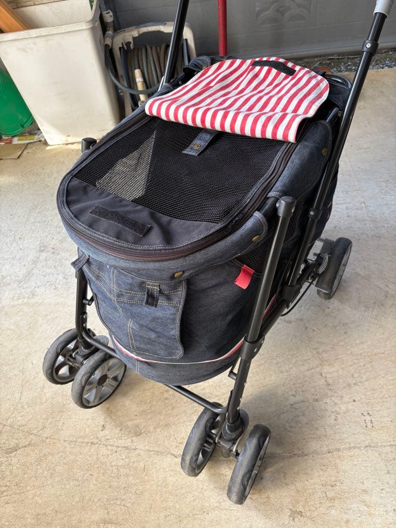 デニムブルー ペットカート メッシュ通気性