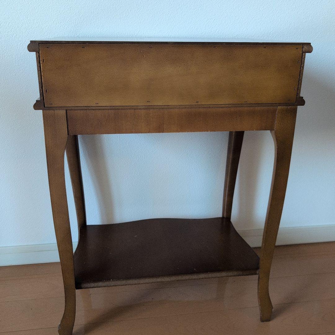 猫脚　クラシック木製サイドテーブル　コンソールテーブル　 引き出し付き