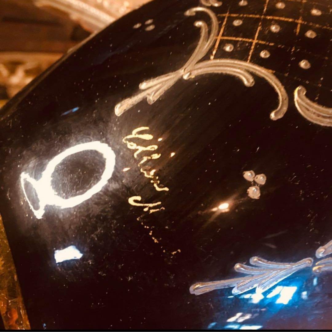 湯布院アンティーク イタリア ムラーノベネチアンガラス 大花瓶 黒ハンドメイド