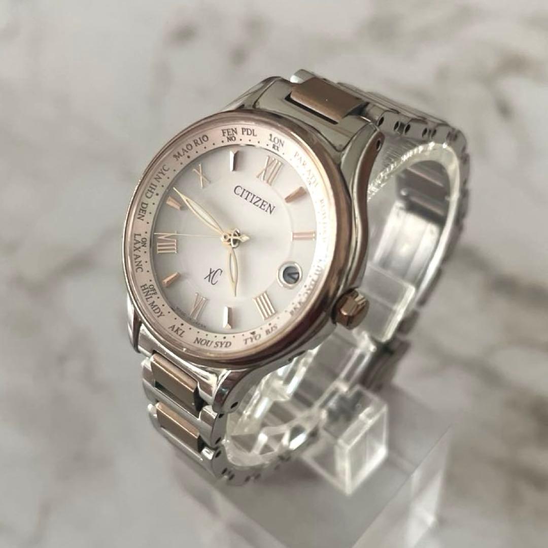 【動作確認済】シチズン◆Xc チタン ソーラー電波時計 エコドライブ 防水コマ有