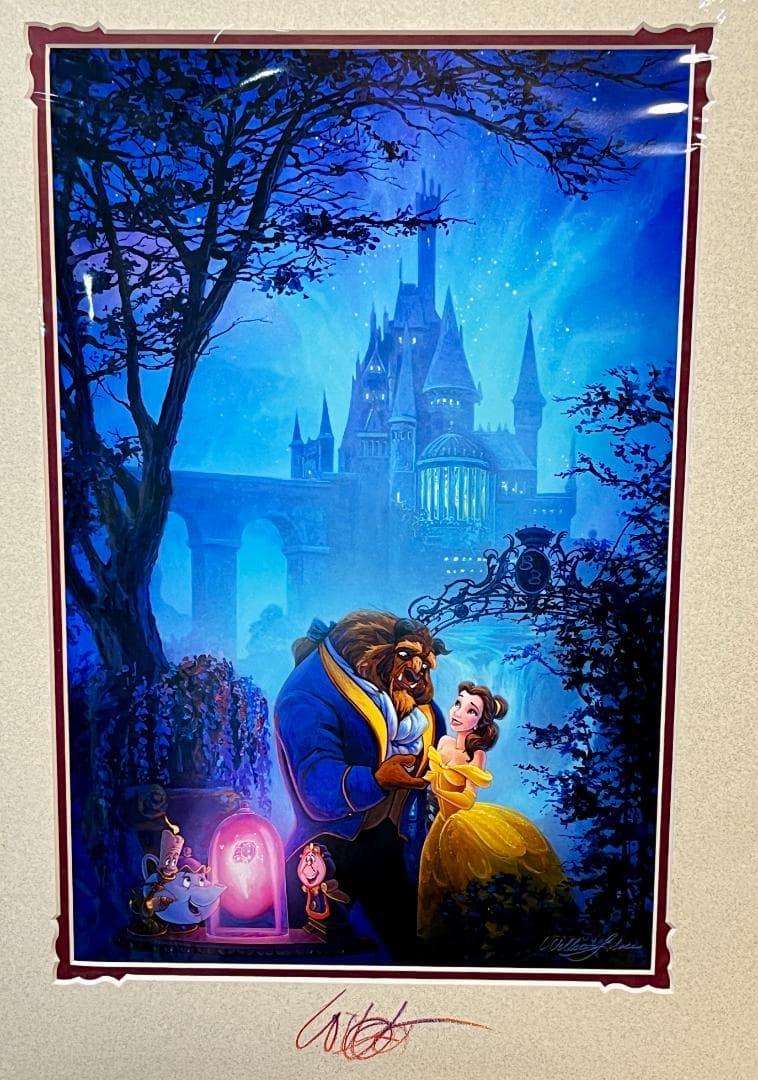 オフィシャル 美女と野獣 アート サイン入り ディズニー Disney 正規品