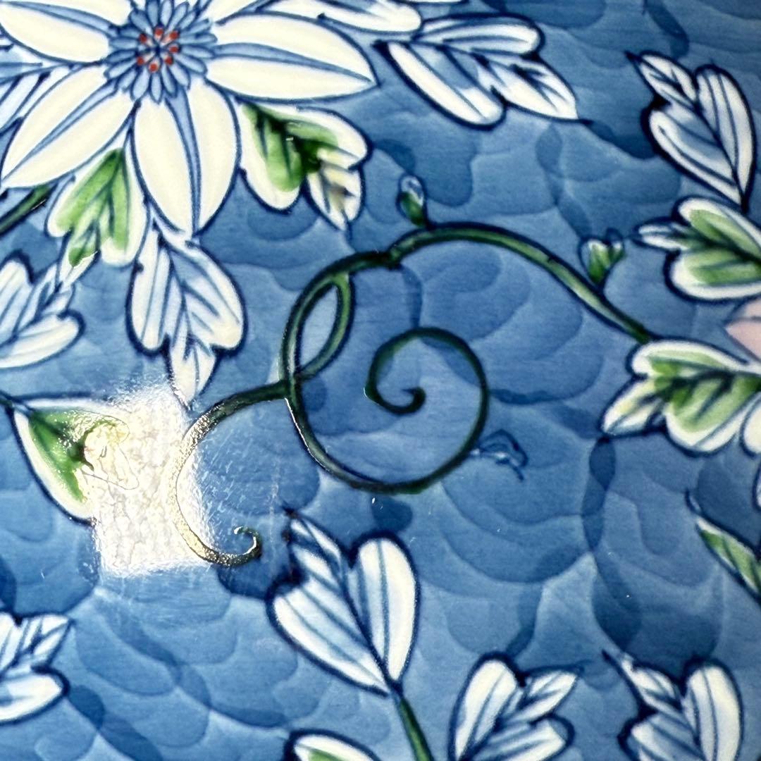 村上玄輝　染錦花草文様　花瓶　圧倒的な存在感　高さ27cm 胴径27cm　本人作