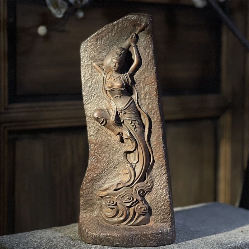 石 製 浮彫琵琶 装飾 装飾品 工芸品 美術品 置物