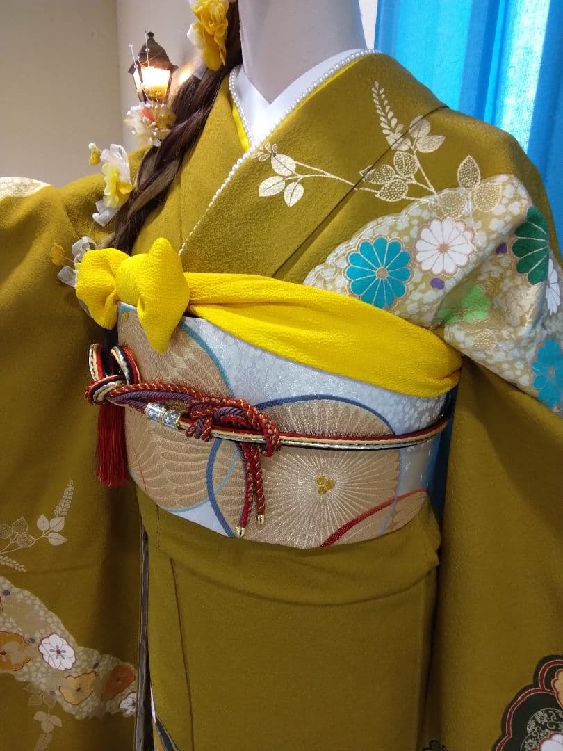 超お得】振袖フルセット、正絹、重ね衿帯揚げ帯締め、西陣袋帯、ガード加工