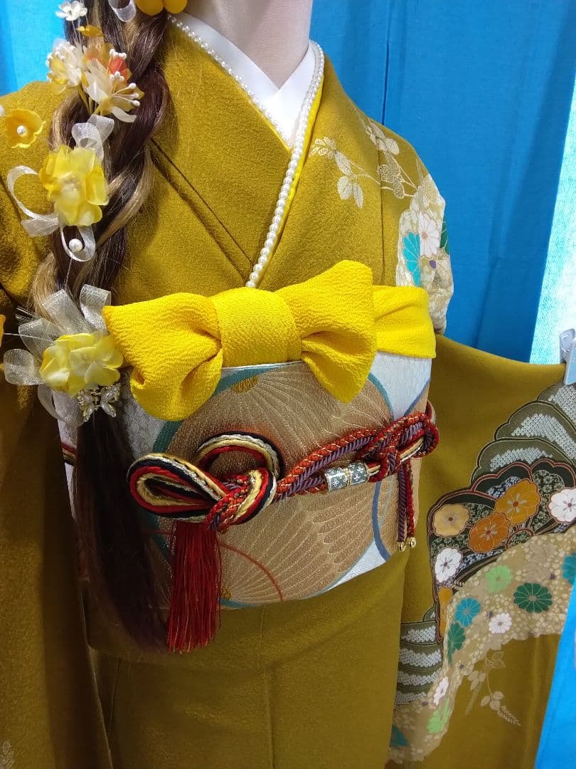 超お得】振袖フルセット、正絹、重ね衿帯揚げ帯締め、西陣袋帯、ガード加工