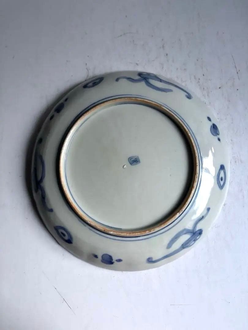 698 骨董 アンティーク 古伊万里 色絵金彩柘榴紋様9寸平皿 幕末