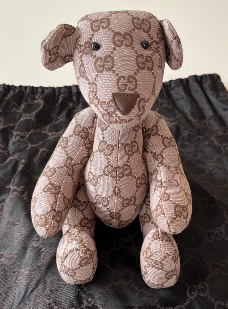 GUCCI グッチ GGキャンバス テディベア クマ ぬいぐるみ 人形 ベージュ