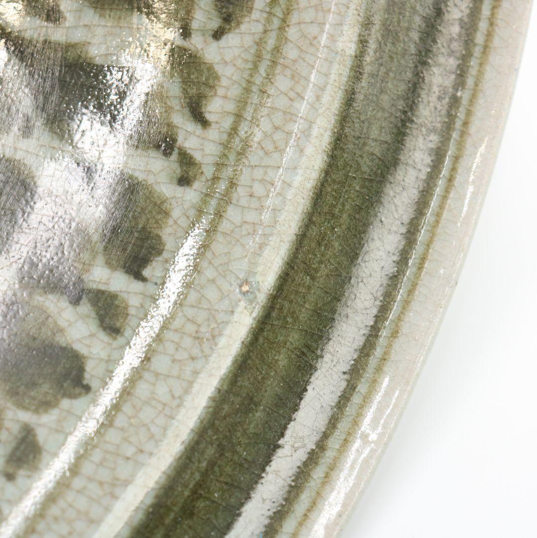 東南アジア美術 ミャンマー 鉄釉 葉文盤 飾皿 大皿 古玩　AN372