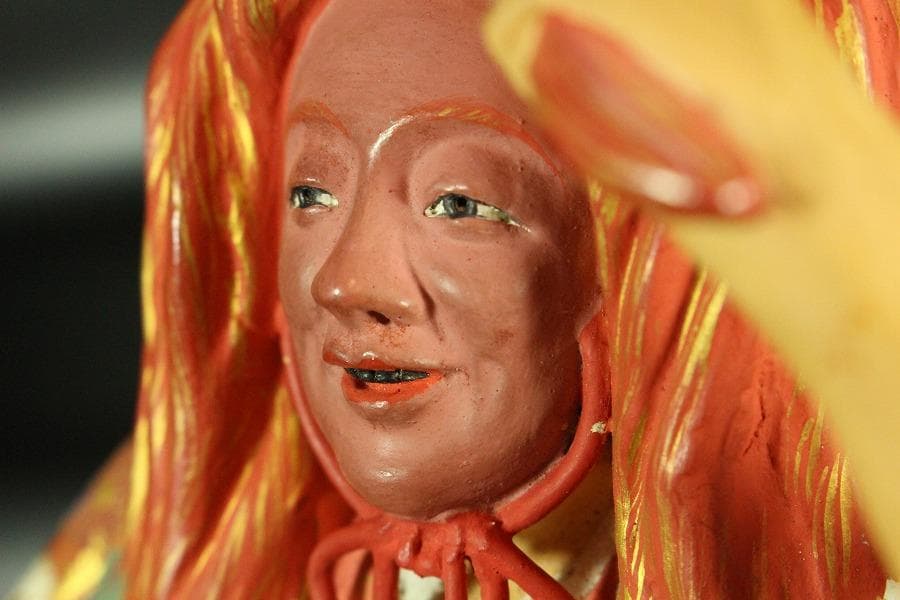 名工 初代 久世久宝作 猩々 置物 共箱 金銘(K-A224)