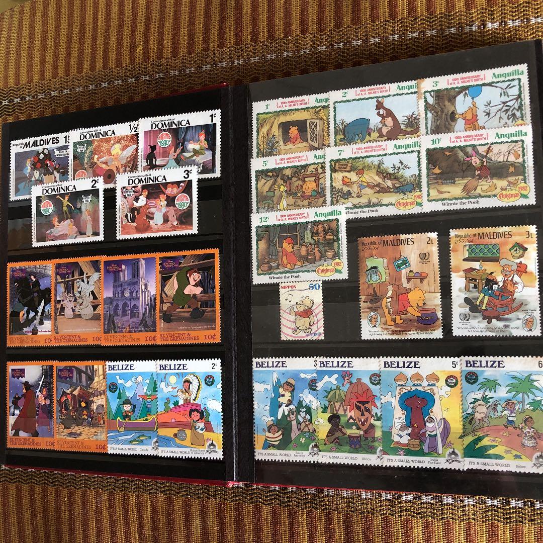 大コレクション！ディズニー切手183種！様々な物語シリーズ！ストックブックに