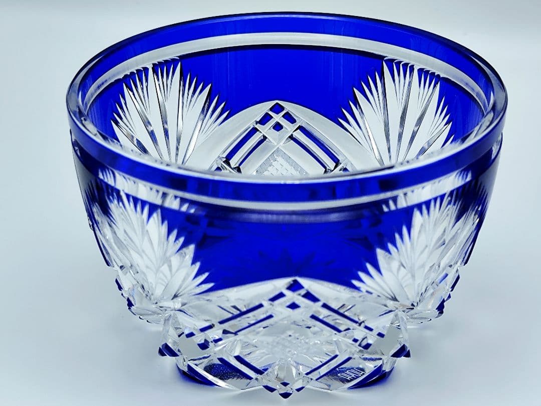 超希少品☆小林英夫 笹の葉切子鉢 遠藤兆映彫金蓋(切子、江戸切子、薩摩切子)