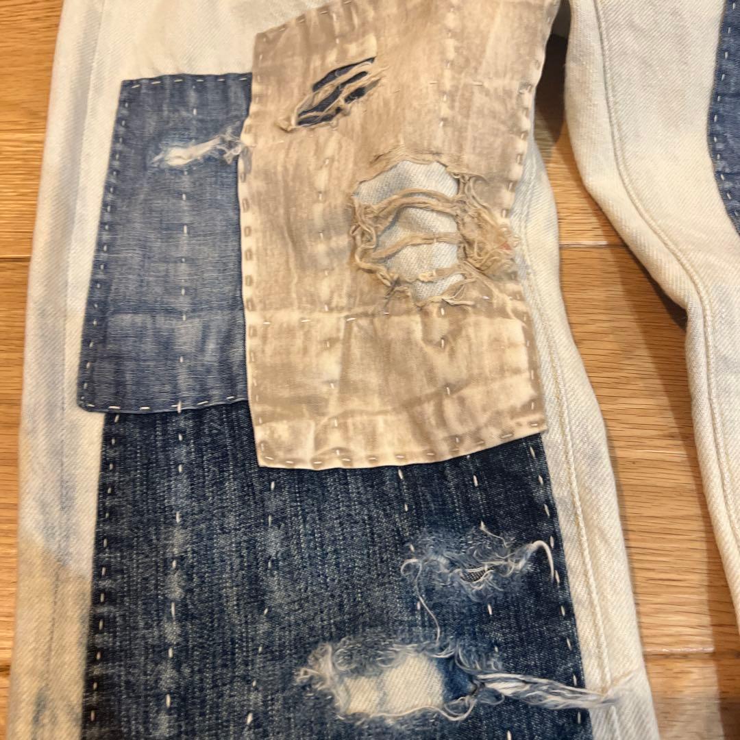 【ほぼ未使用】デニムダンガリー ダメージ　ジーンズ　150cm