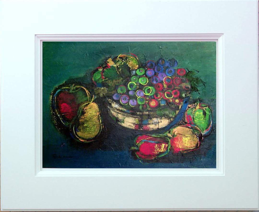 油絵 絵 絵画インテリア 額付(黒) uF6-061304 静物 フルーツ