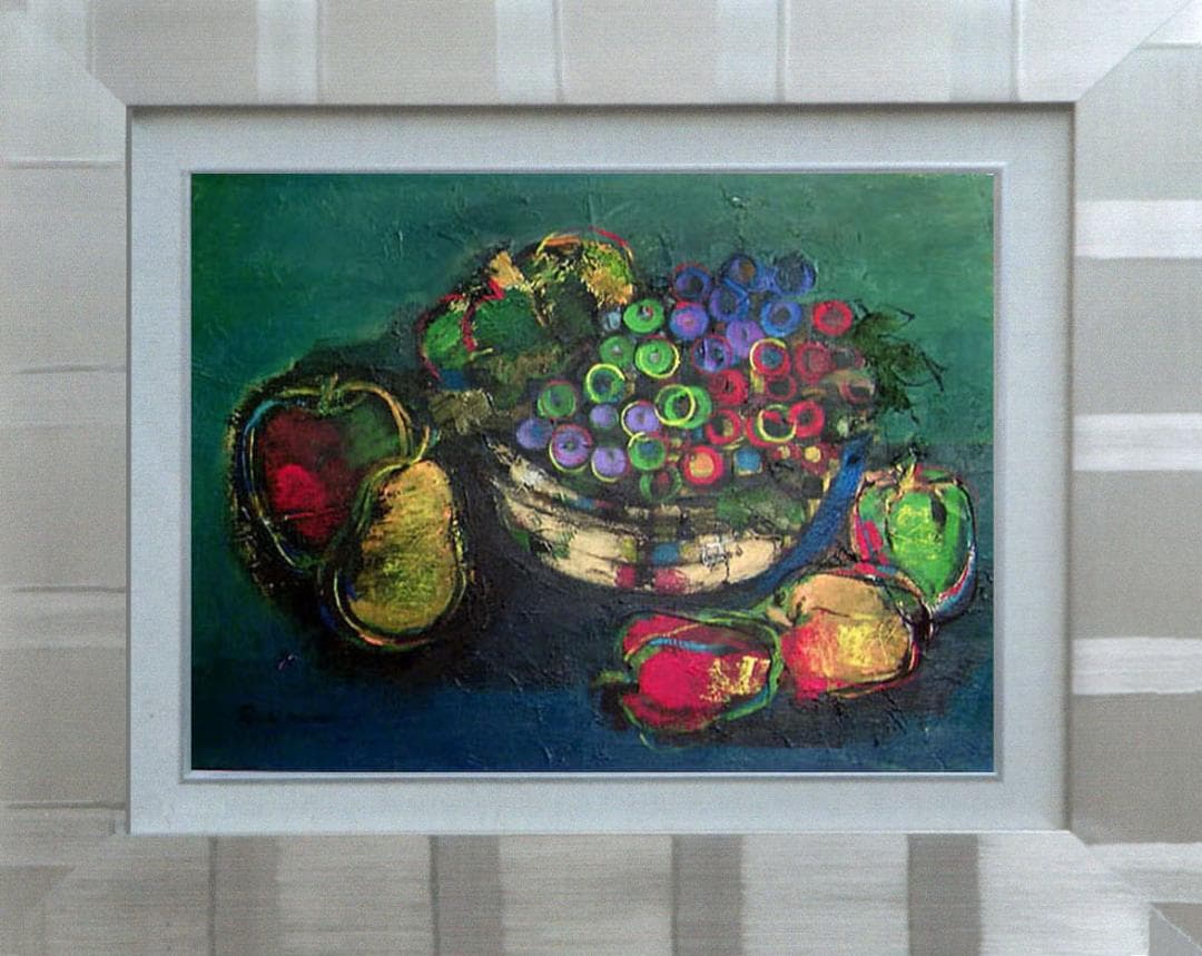 油絵 絵 絵画インテリア 額付(黒) uF6-061304 静物 フルーツ