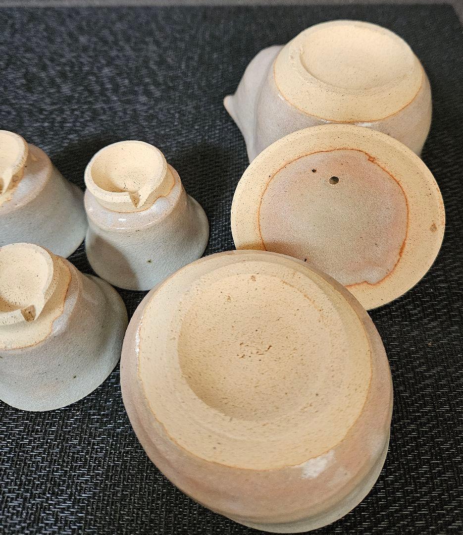 萩焼　秋芳陶苑　高野千山作　煎茶器揃い8点　茶注　湯冷まし　煎茶碗　共箱　煎茶具