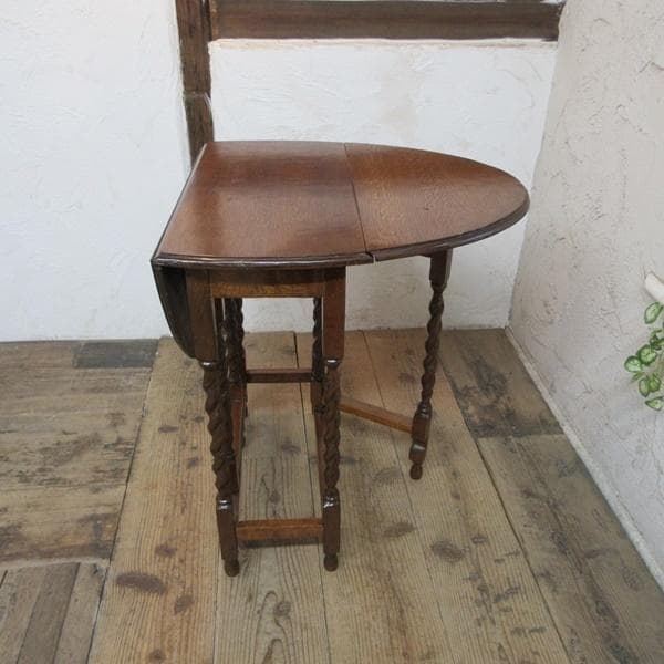 イギリス アンティーク 家具 スモールゲートレッグテーブル ツイスト 6904d