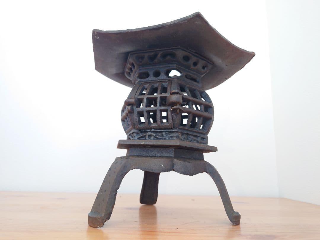 ★昭和レトロ 六角傘 鉄灯籠★古鉄 錆あり 古道具 アンティーク 吊り/置き