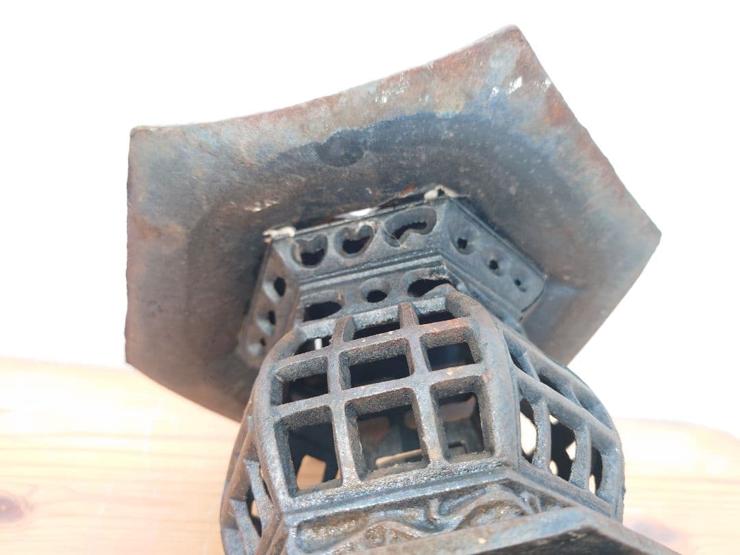 ★昭和レトロ 六角傘 鉄灯籠★古鉄 錆あり 古道具 アンティーク 吊り/置き