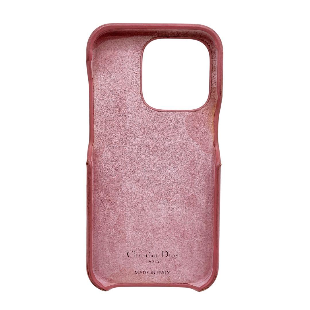 良品 ディオール iPhoneケース 14 Pro カナージュ ピンク レディー