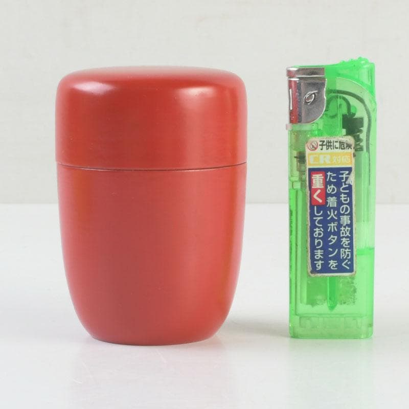 茶道具　井筒寛斎造　朱塗　長棗　共箱　V　9503