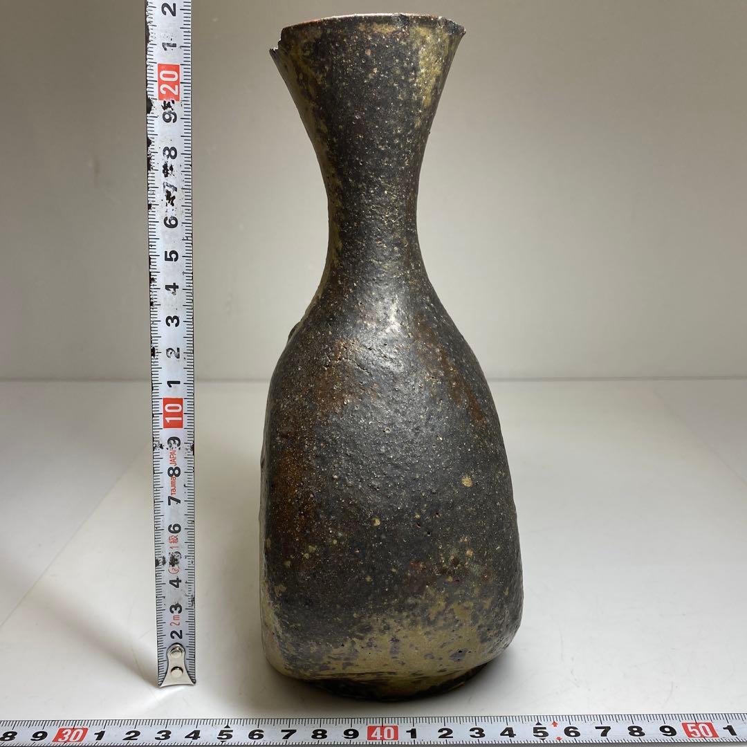 平安朝時代　桂又三郎極古備前扁鼓徳利　極〆箱付　高22㎝　東Y7-0404☆2F