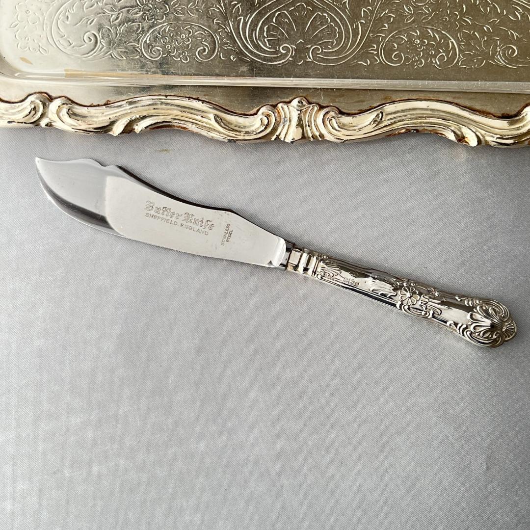 【Harrison Brothers】【純銀ハンドル】キングス バターナイフ