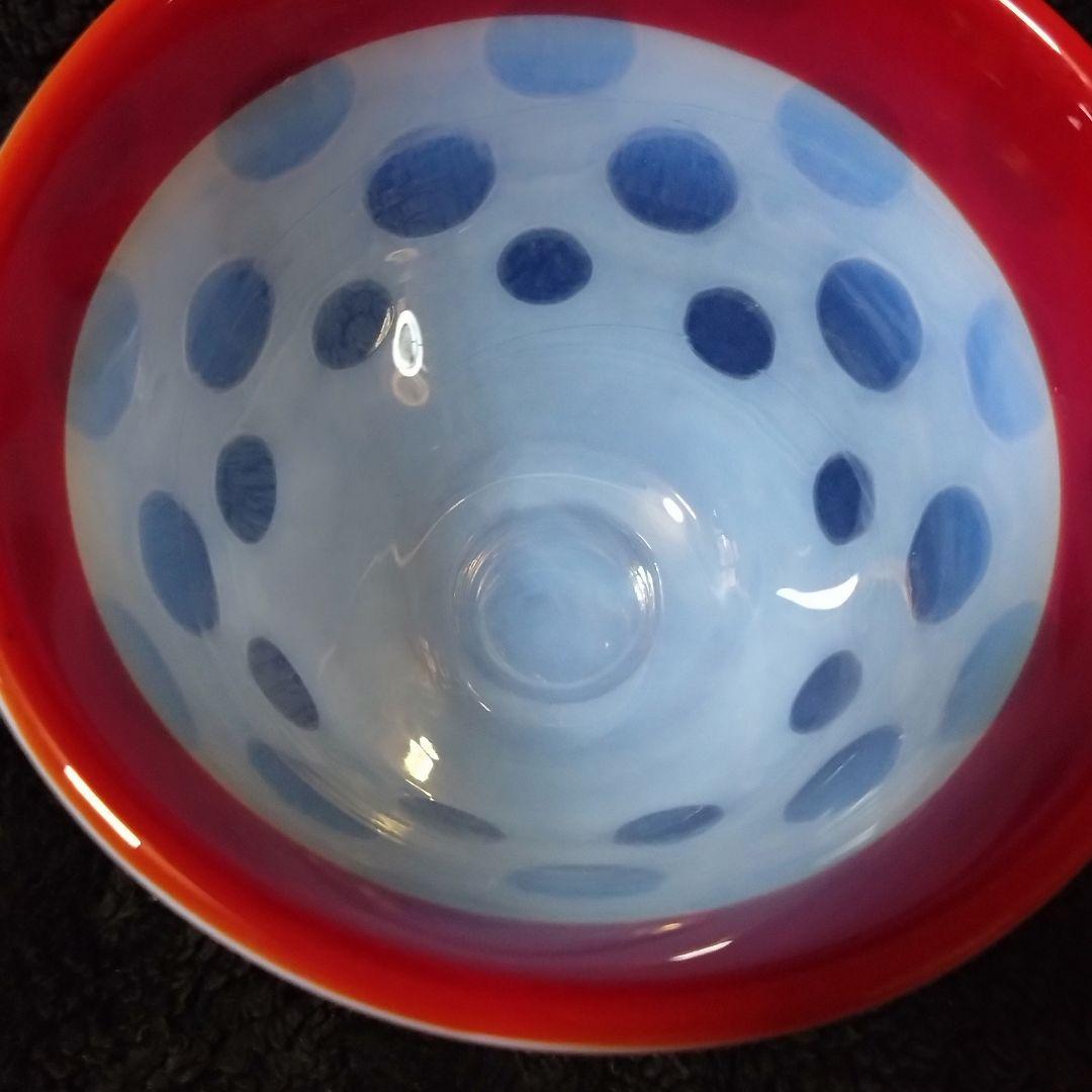 氷コップ　昭和レトロ　水玉　赤　レッド