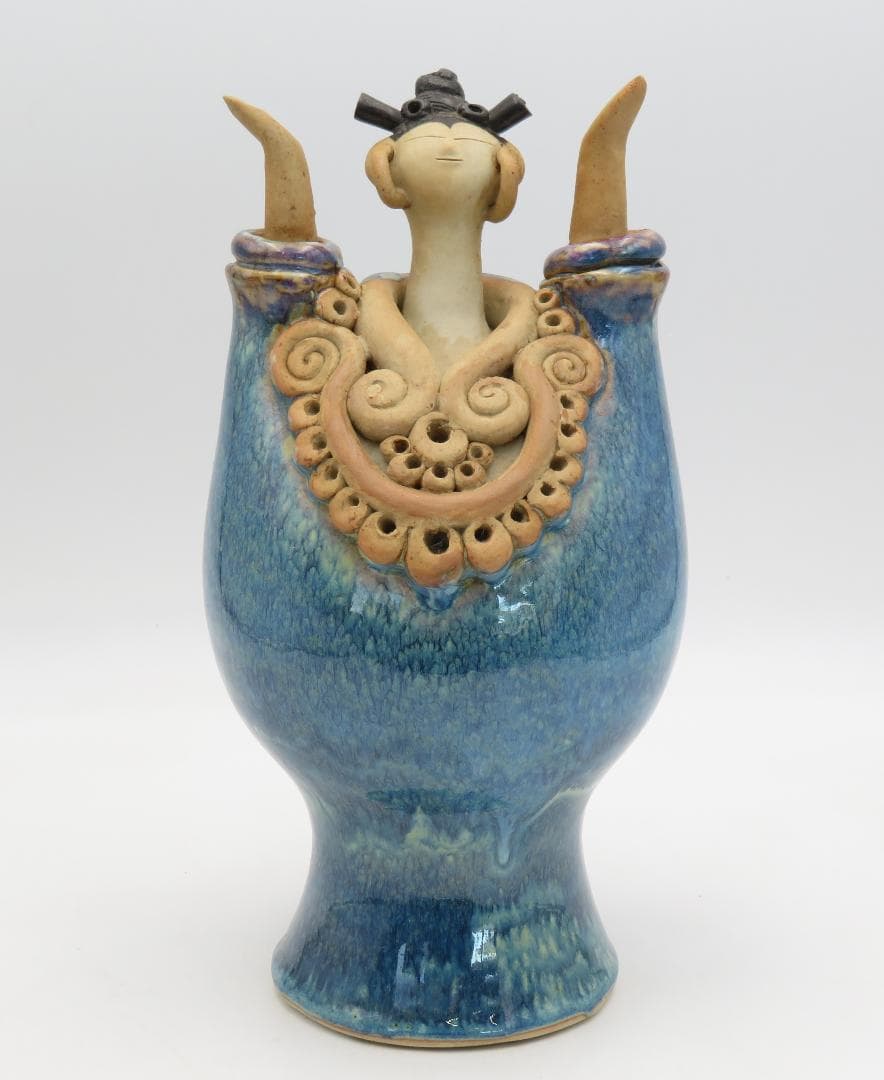 青芳人形 1点 陶器人形 森元青芳 砥部焼 オブジェ 置物 インテリア