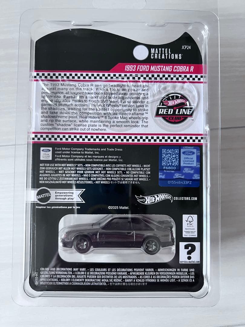 ミニカー Hotwheels RLC 1993 ford mustang cobra R