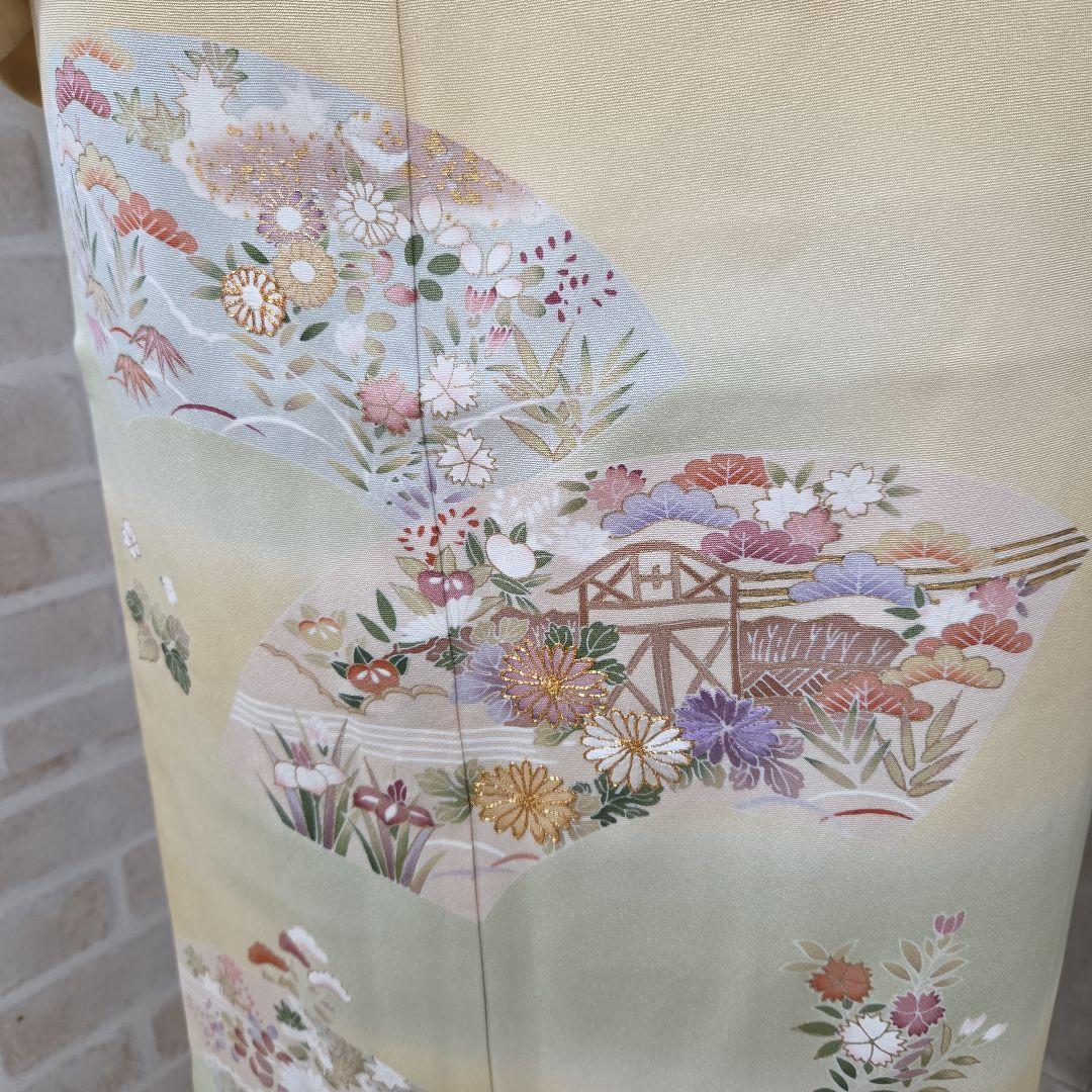 トールサイズ訪問着4点フルセット、着物、袋帯、帯締め、帯揚げ